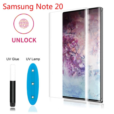 Скрийн протектори Скрийн протектори за Samsung Скрийн протектор от закалено стъкло 3D Full screen с течно UV лепило и лампа в комплекта за Samsung Galaxy Note 20 N980F прозрачен
